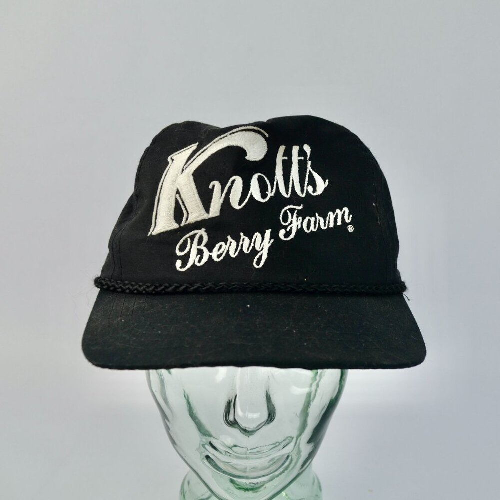 Vintage Knott's Berry Farm Adjustable Leather Strap Braided Trucker Hat Embroide